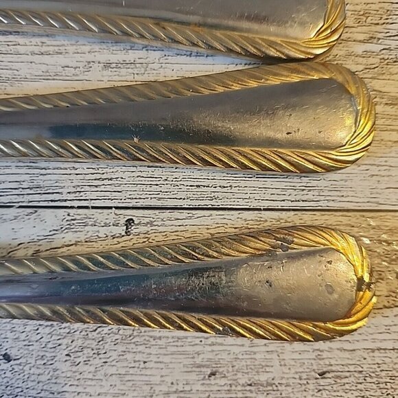 5 Cambridge Carlyle Dinner Knives Stainless 18/8 Rope Edge Flatware Tarnished - Picture 2 of 12